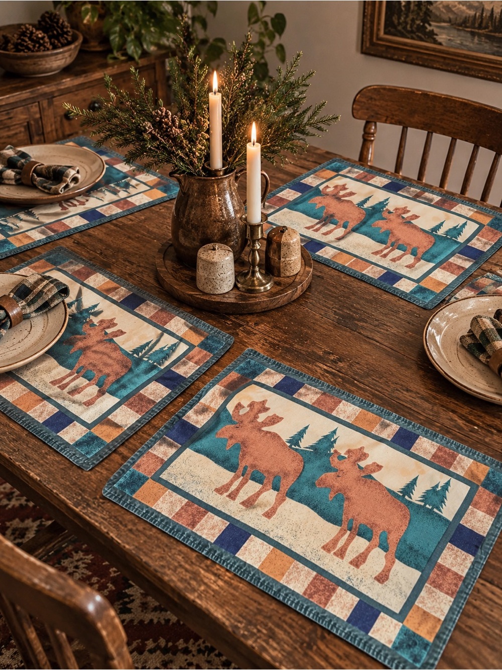 Vintage Moose Placemat Set (4)